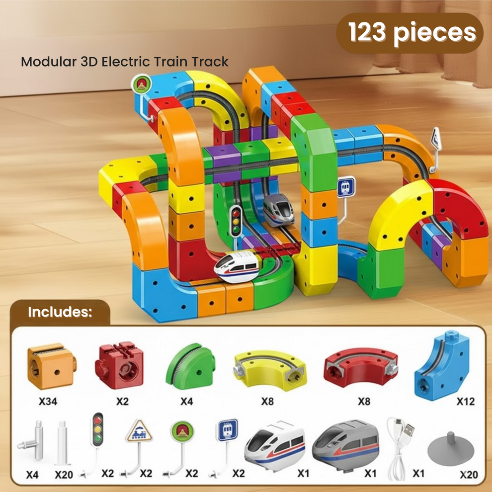 The Modular 3D Train Track for Curious Little Builders